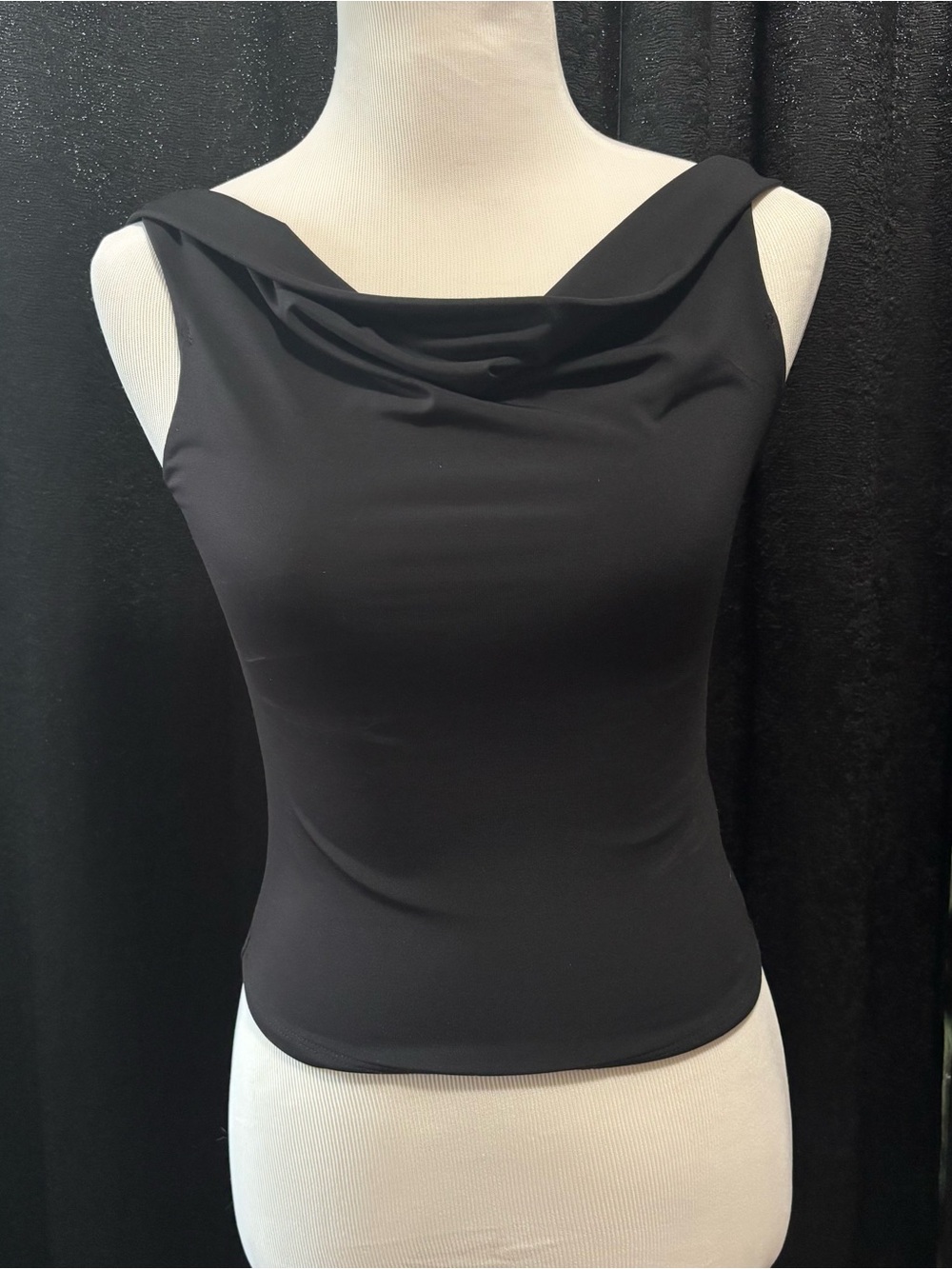 Garage Black Draped Cowl Neck Camisole